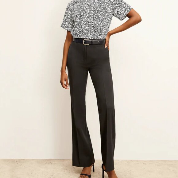 M.M. LaFleur Horton Flare Trouser Washable Wool Twill Black NWT Size 8